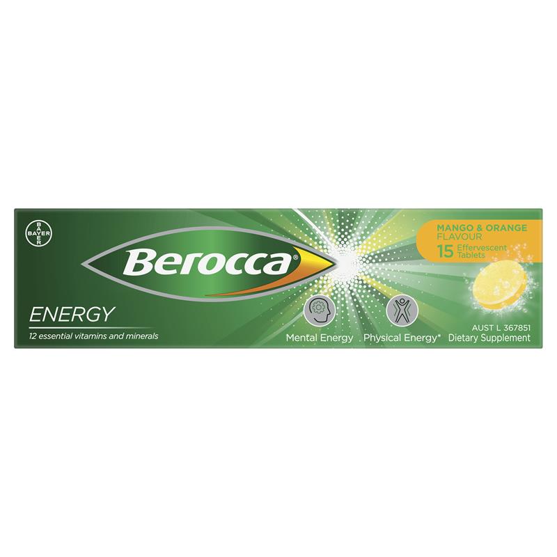 Berocca Energy Mango & Orange - 15 Effervescent Tablets
