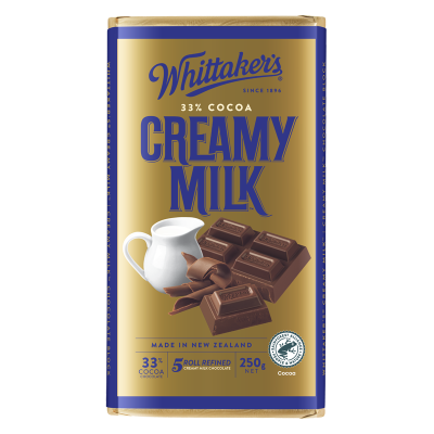 Whittaker's Creamy Milk 33% Cocoa Milk Chocolate Block 250g