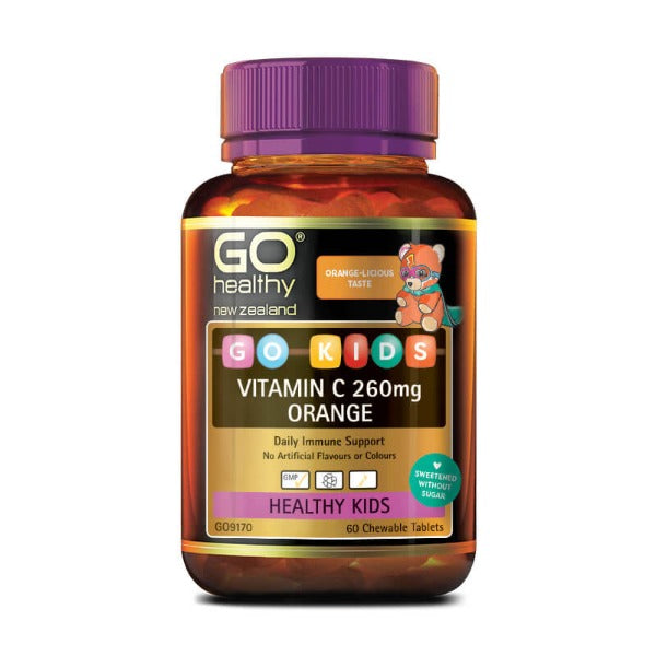 GO HEALTHY KIDS VITAMIN C 260MG ORANGE 60 TABLETS