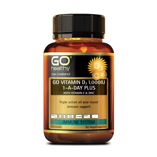 GO HEALTHY VITAMIN D3 1000IU WITH VITAMIN C & ZINC 60 CAPSULES
