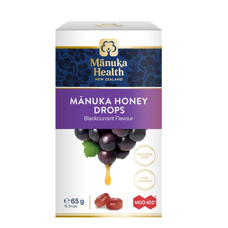 Manuka Health Manuka Honey Lozenge Drops Blackcurrant 15 Pack 65g