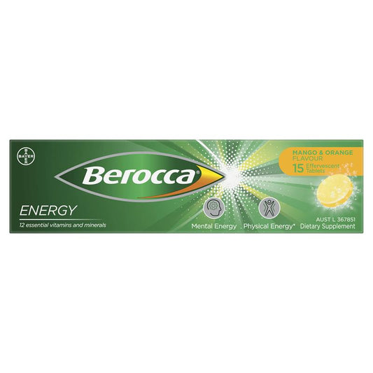 Berocca Energy Mango & Orange - 15 Effervescent Tablets
