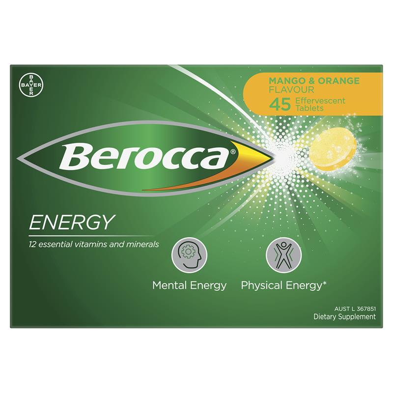 Berocca Energy Mango & Orange 45 Effervescent Tablets