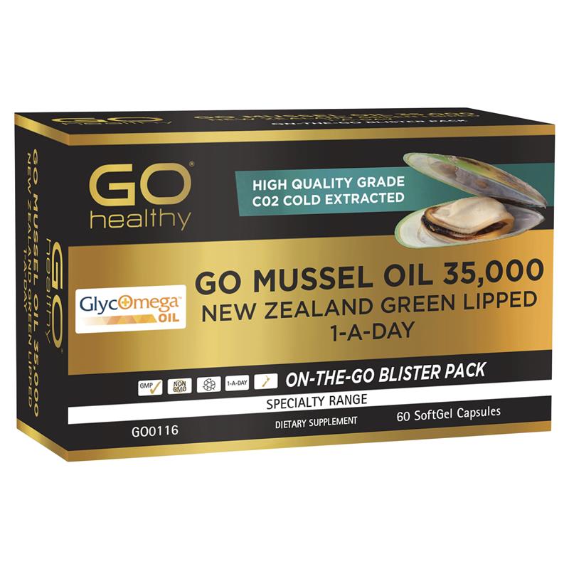 GO 헬시 그린립드 홍합 오일 35,000mg 뉴질랜드산 1일 1캡슐 60캡슐