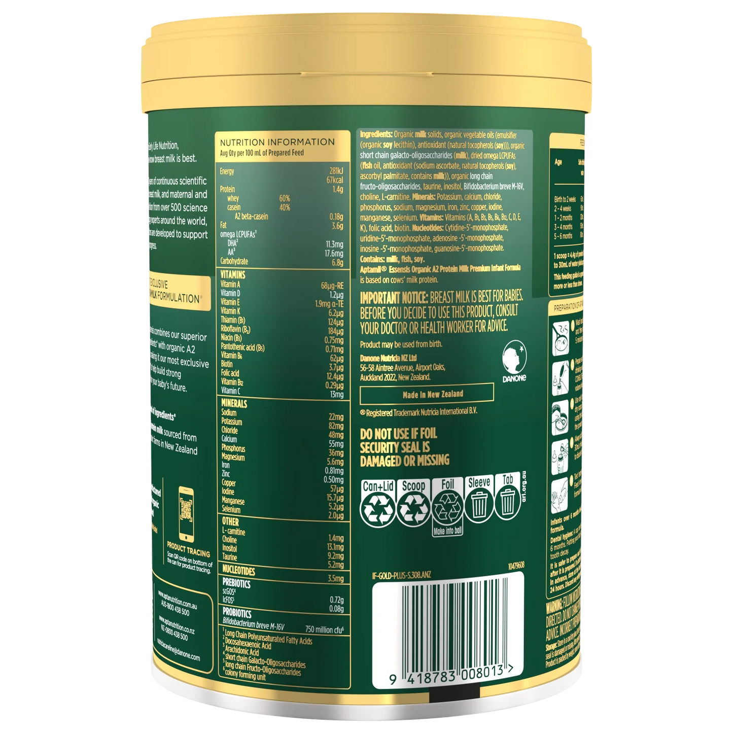 Aptamil Essensis Organic A2 Protein Milk 1 (0-6month)