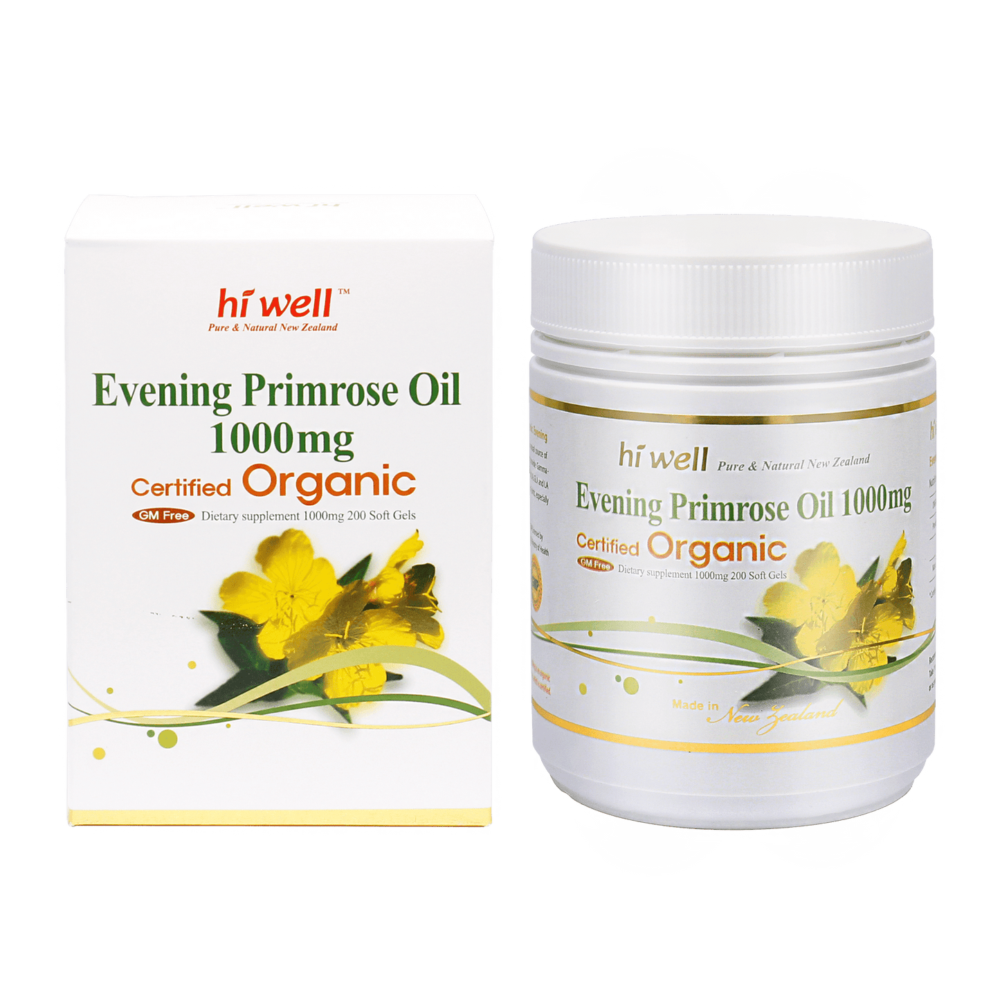 Hi Well Organic Evening Primrose Oil 1000mg (EPO) 200 Softgels