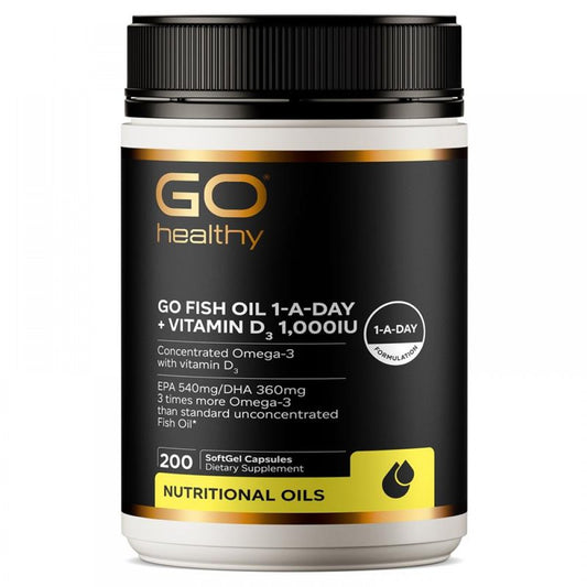 Fish Oil 1-A-Day + Vitamin D3 1000IU (200 Capsules)